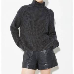 NEW MAX&MOI t-neck lurex jumper top in dark grey